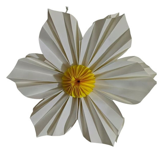 Exner Papierblume zum hängen weiß gelb 30 cm Ø