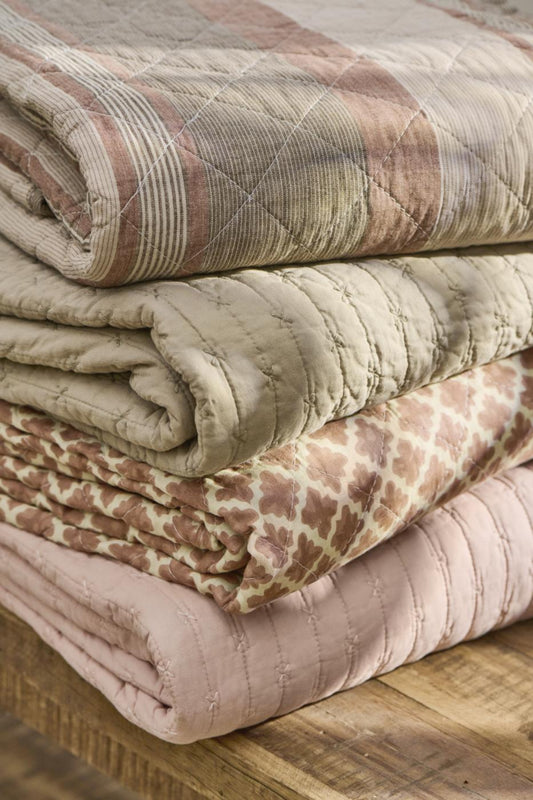 IB Laursen Quilt braun beige rost gestreift