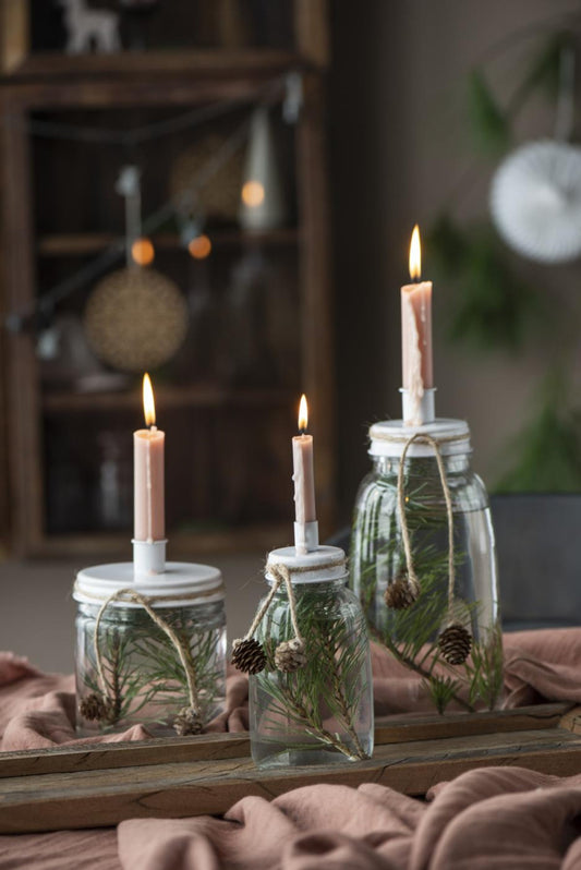 IB Laursen Kerzenhalter Flasche mit Metalldeckel weiß