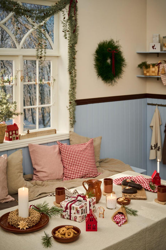 IB Laursen Kissenbezug natur rot gestreift Modell Ingrid