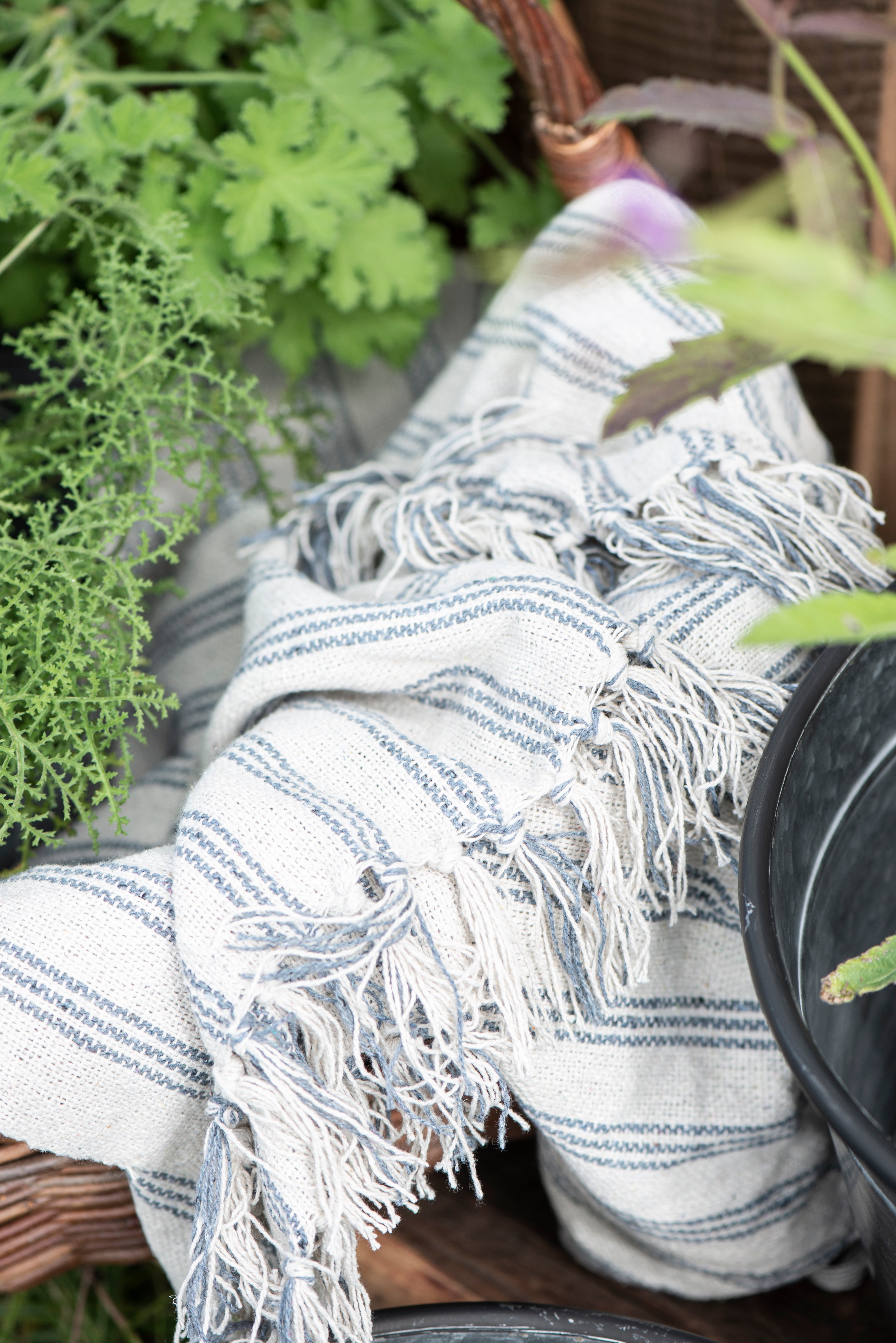IB Laursen Plaid creme hellblau gestreift
