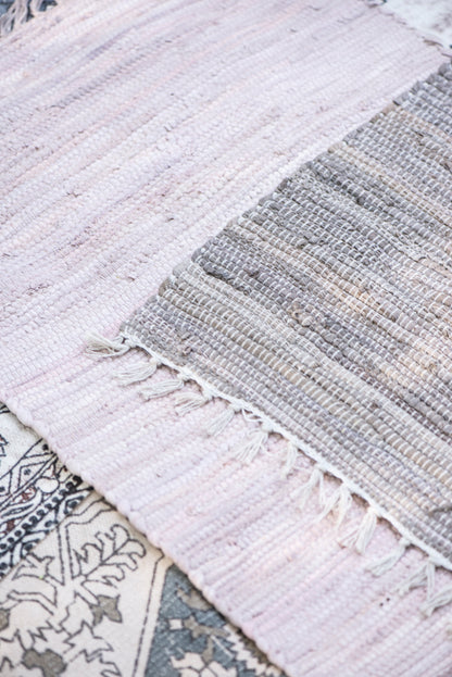 IB Laursen Bodenläufer Teppich mit Fransen braun grau