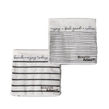 Boltze Maritime Papier Servietten Salted schwarz gestreift