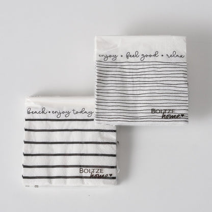 Boltze Maritime Papier Servietten Salted schwarz gestreift