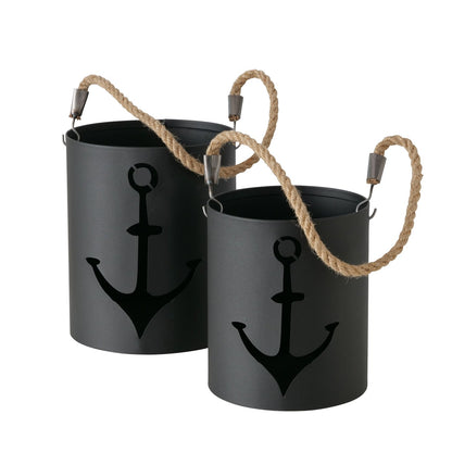 Boltze Windlicht Jannes Maritim mit Anker schwarz