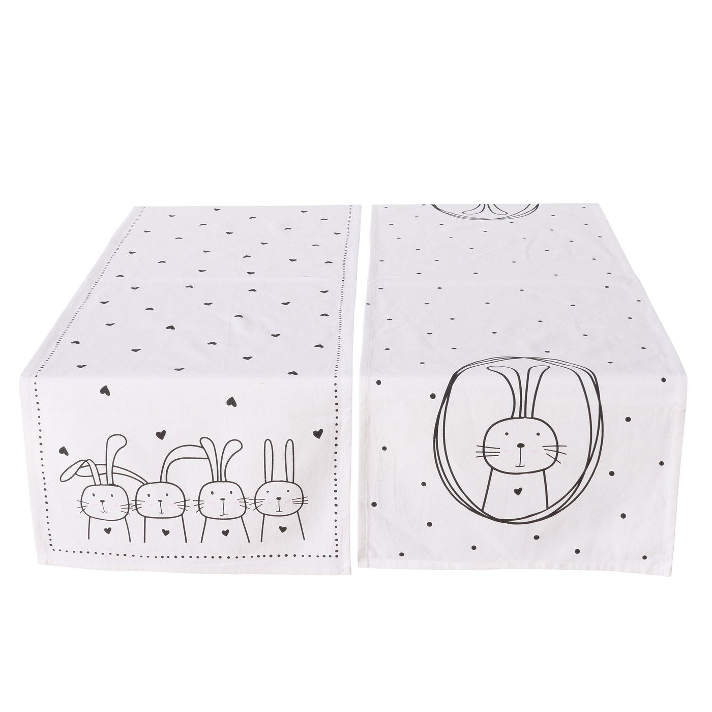 Boltze Tischläufer Hoppy Hase schwarz weiß