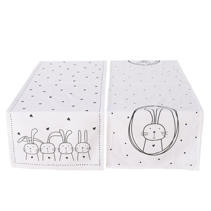 Boltze Tischläufer Hoppy Hase schwarz weiß