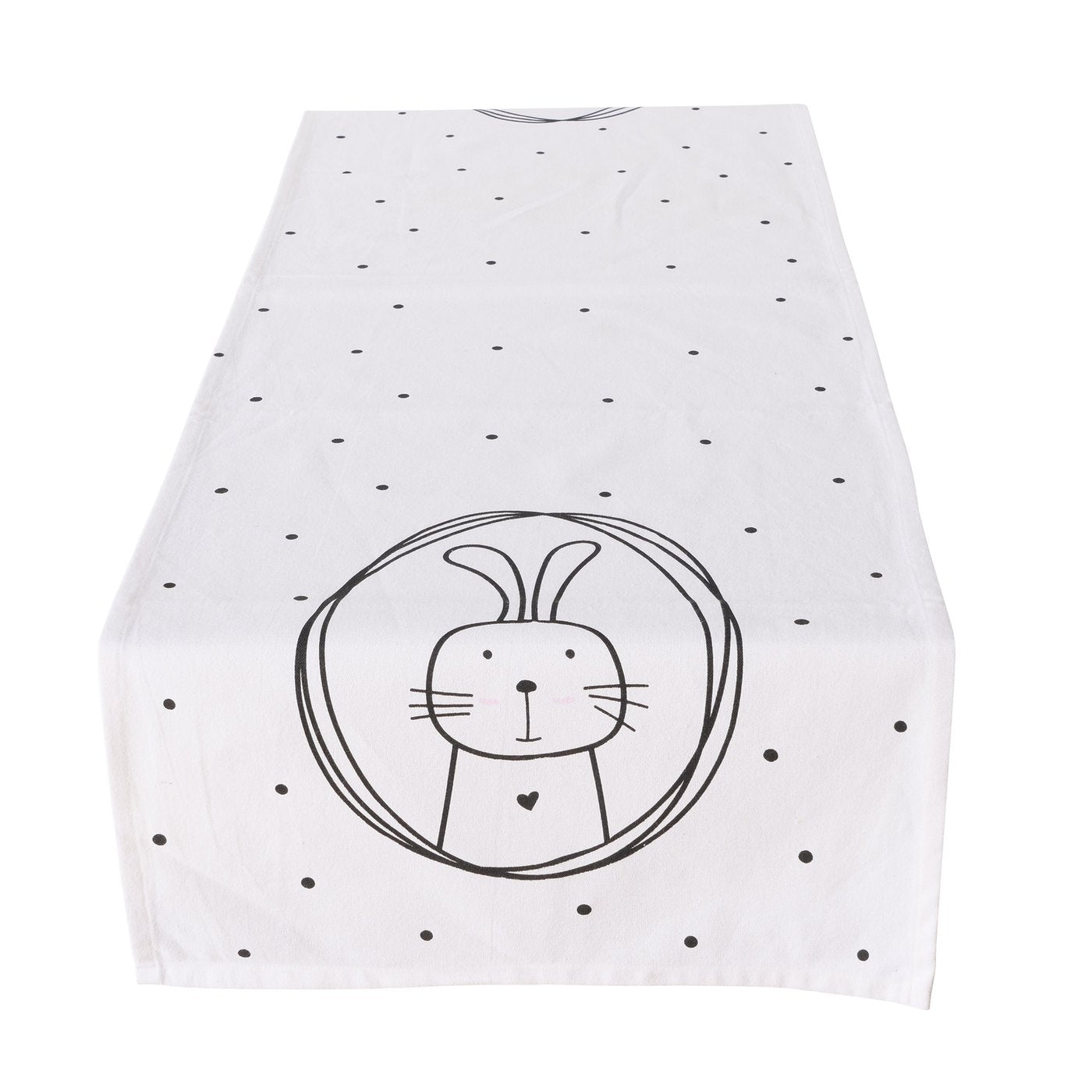 Boltze Tischläufer Hoppy Hase schwarz weiß