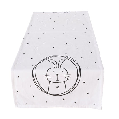 Boltze Tischläufer Hoppy Hase schwarz weiß