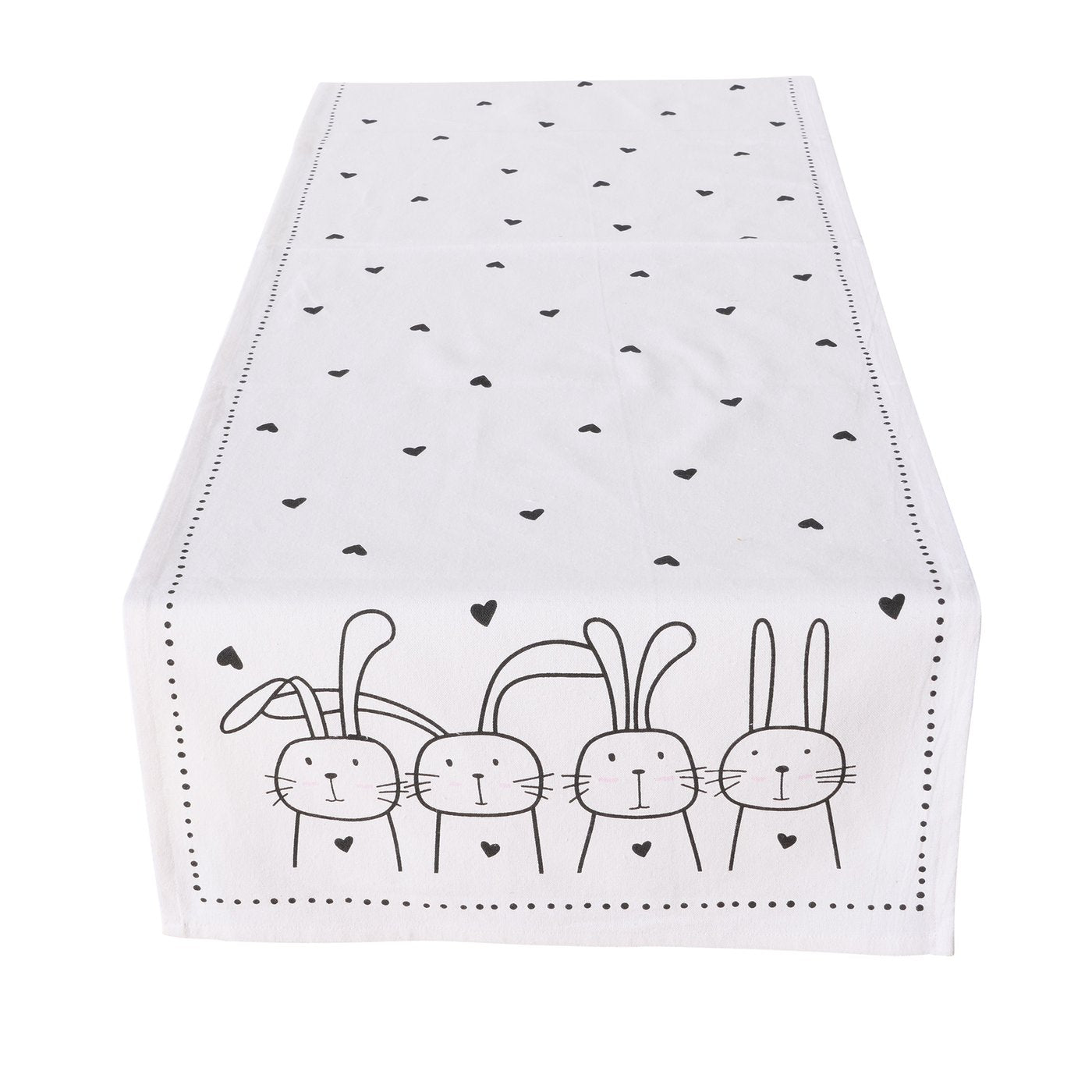 Boltze Tischläufer Hoppy Hase schwarz weiß