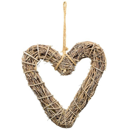 Exner Herz Hänger Willow aus Rattan braun