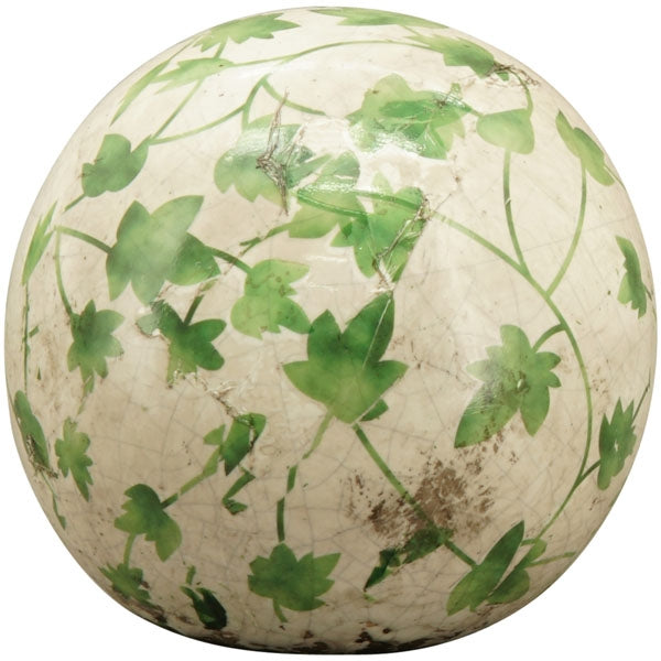 Exner Steingut Deko Kugel mit Efeu Ranke