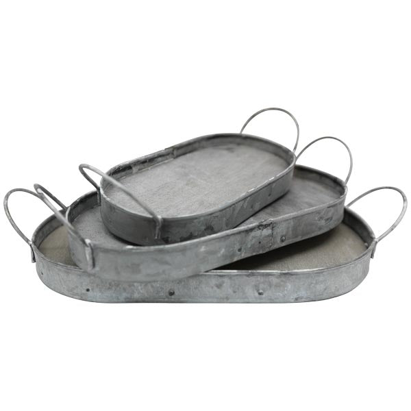 Exner ovales Tablett Junker Metall grau