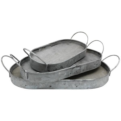 Exner ovales Tablett Junker Metall grau