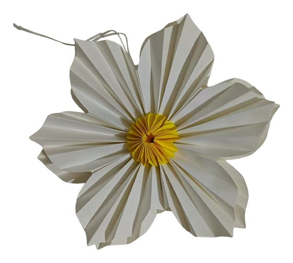 Exner Papierblume zum hängen weiß gelb 20 cm Ø