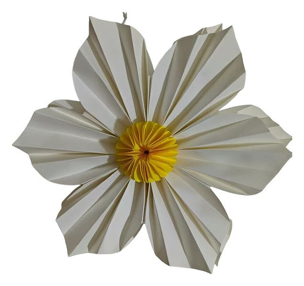 Exner Papierblume zum hängen weiß gelb 30 cm Ø