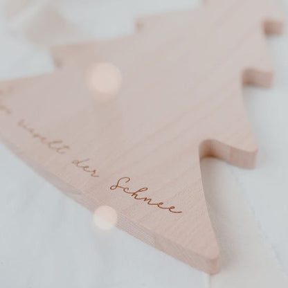 Eulenschnitt Holz Brett Tanne Leise rieselt der Schnee