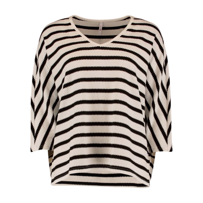 Hailys 3/4 Arm Shirt Co44ra weiß & schwarz gestreift