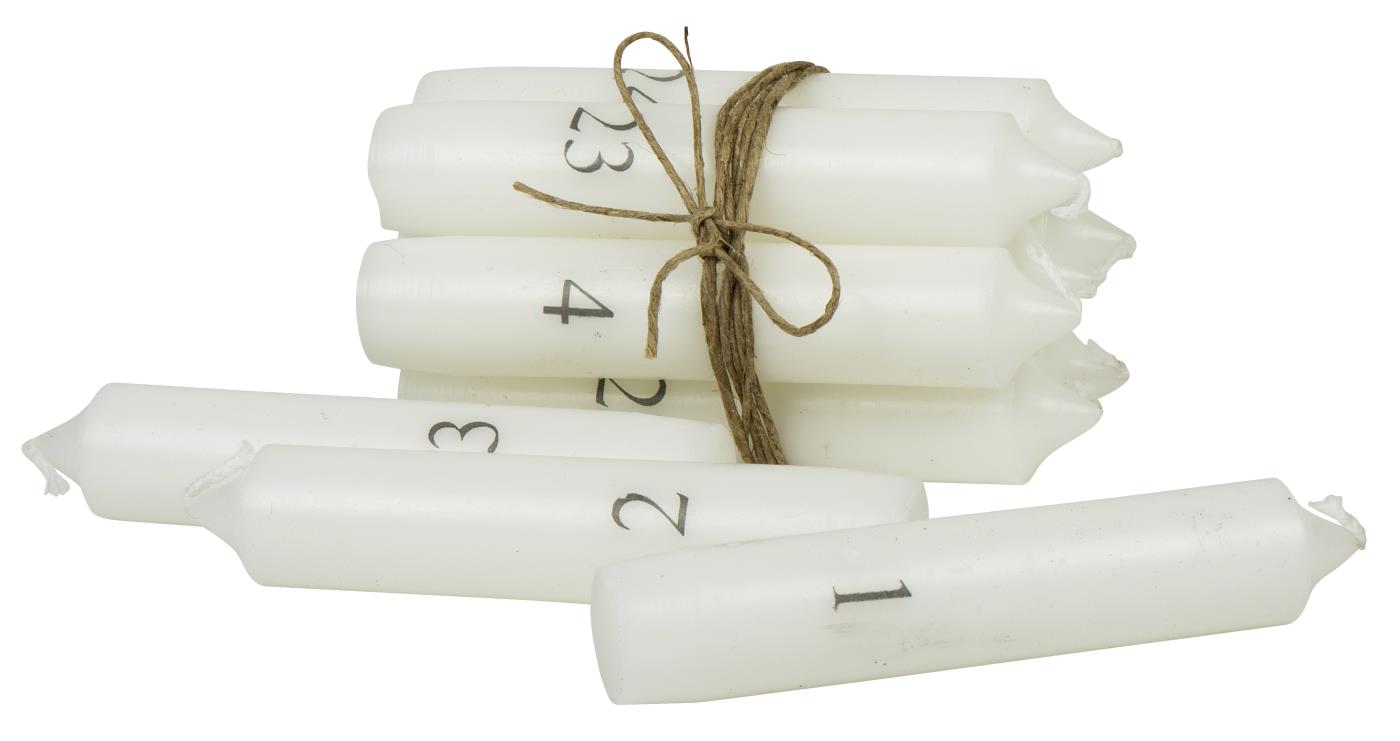 IB Laursen 24 Stabkerzen weiß mit grauen Zahlen