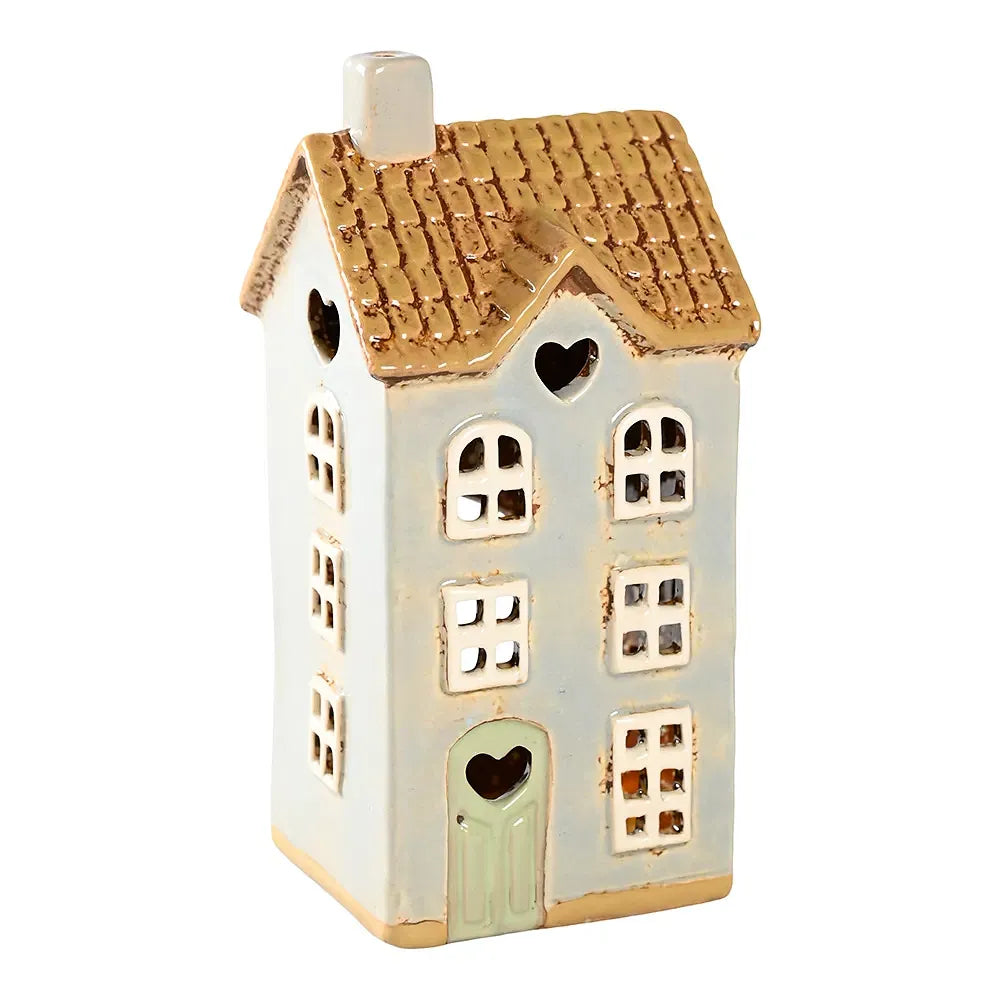 Det Gamle Apotek Keramikhaus Teelichthalter hellgrau