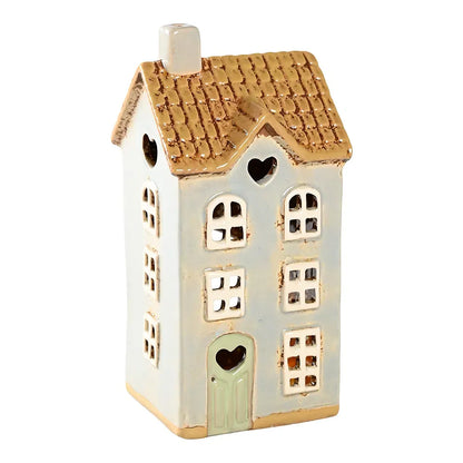 Det Gamle Apotek Keramikhaus Teelichthalter hellgrau