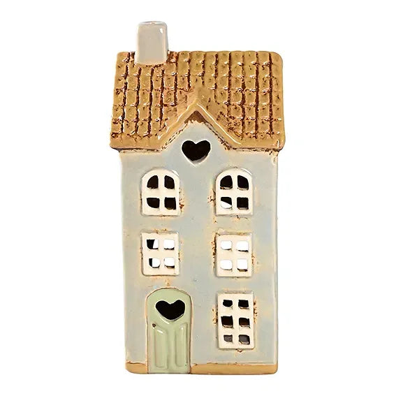 Det Gamle Apotek Keramikhaus Teelichthalter hellgrau