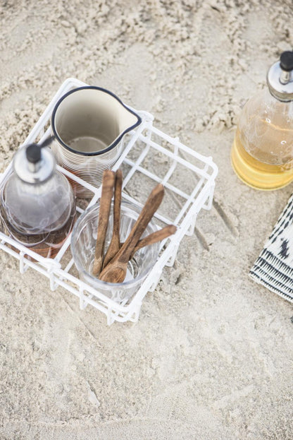 IB Laursen Korb mit Henkel & vier Fächer weiß