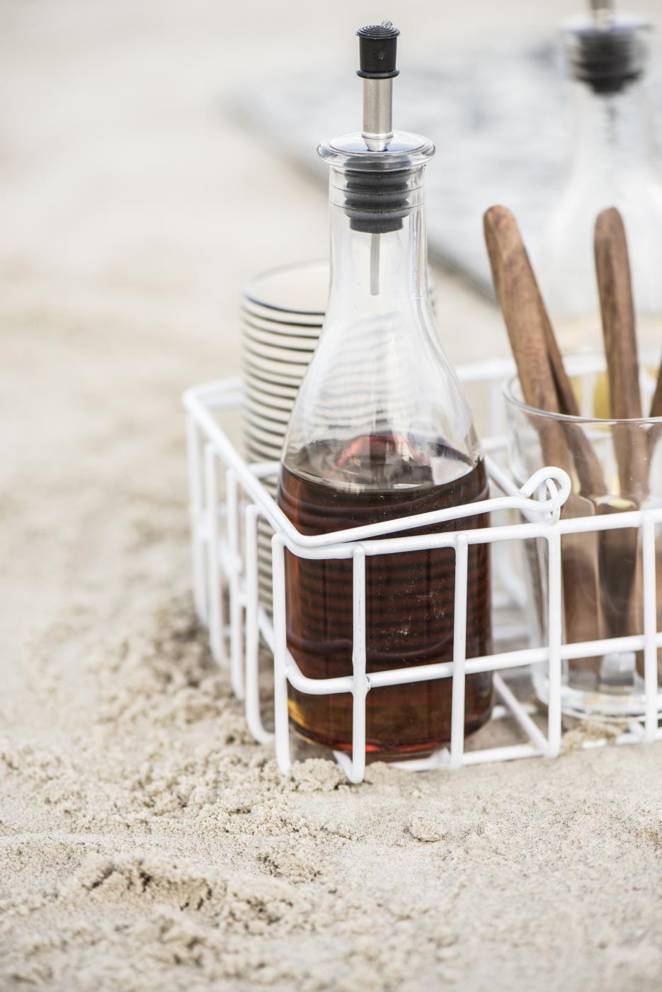 IB Laursen Korb mit Henkel & vier Fächer weiß