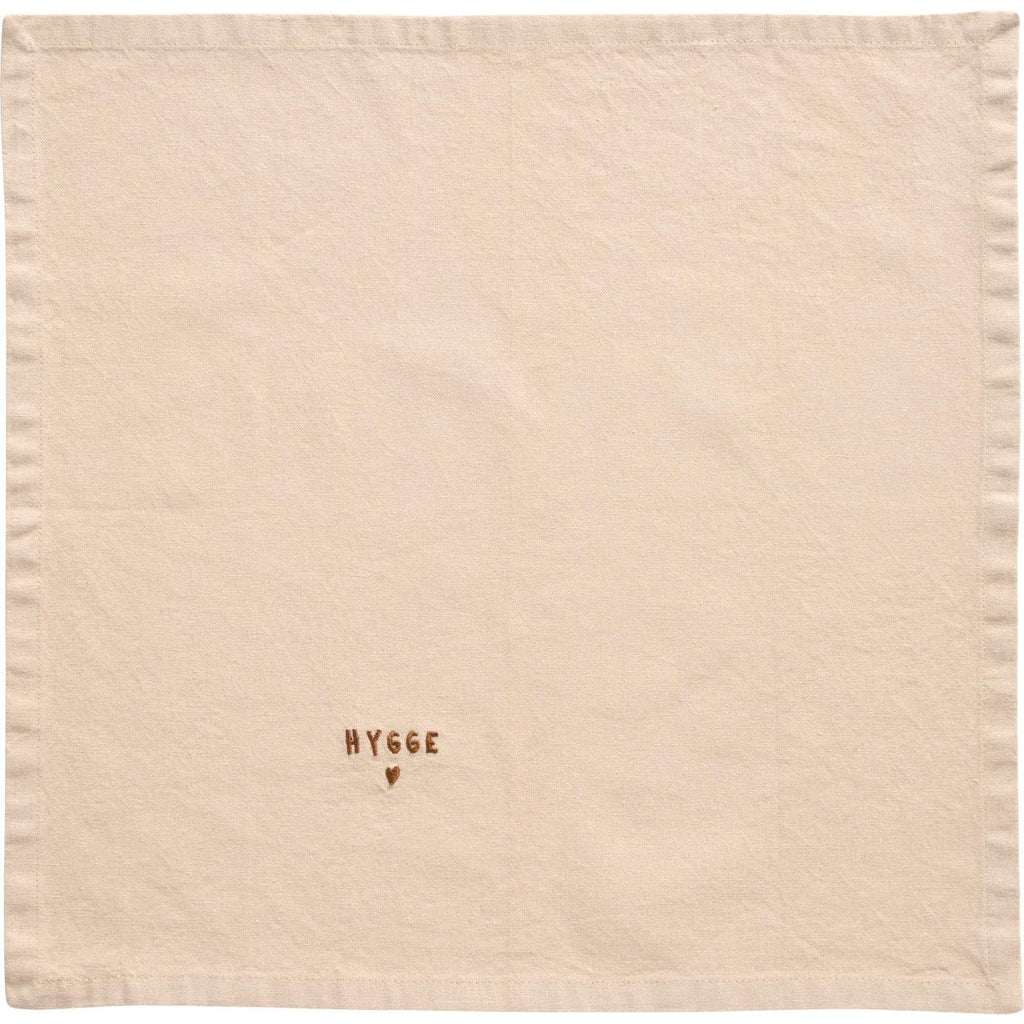 IB Laursen Tradition Stoffserviette mit Hygge Schriftzug Leinenfarbig