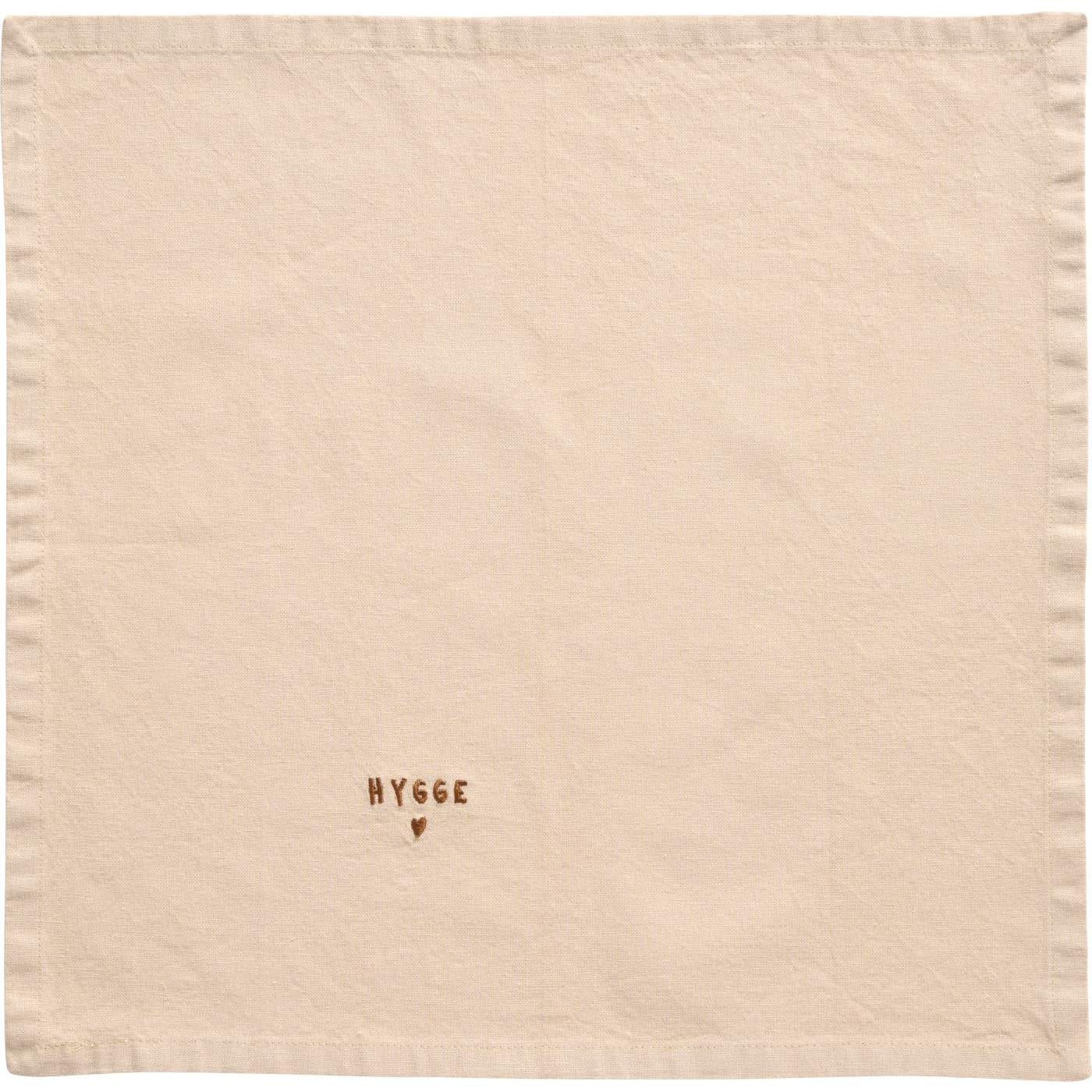 IB Laursen Tradition Stoffserviette mit Hygge Schriftzug Leinenfarbig