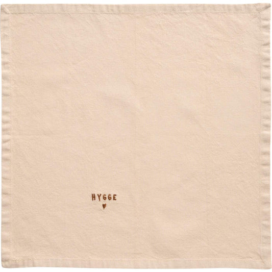 IB Laursen Tradition Stoffserviette mit Hygge Schriftzug Leinenfarbig