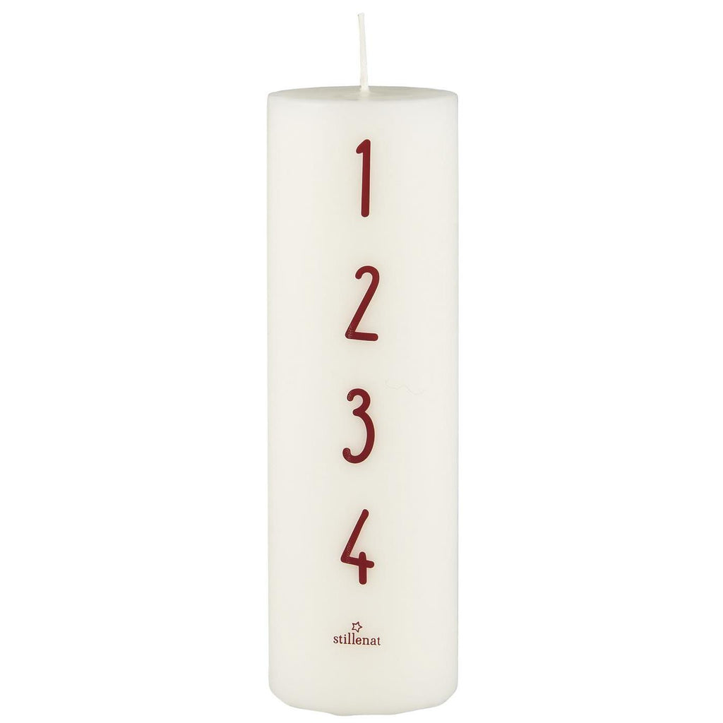 IB Laursen Zahlenkerze Advent 1- 4 weiß rot
