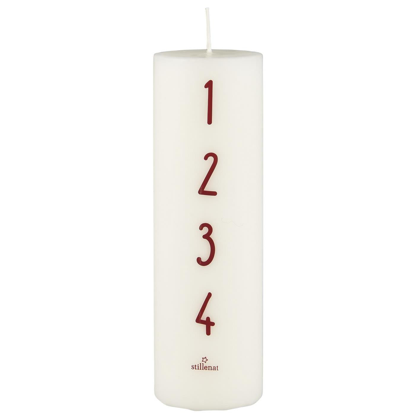 IB Laursen Zahlenkerze Advent 1- 4 weiß rot