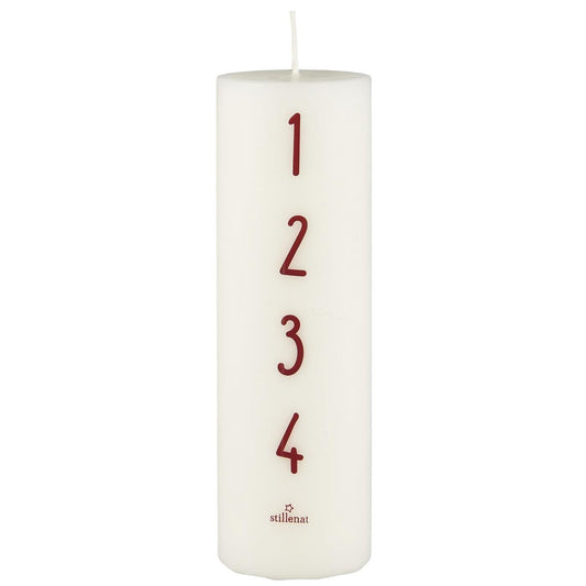 IB Laursen Zahlenkerze Advent 1- 4 weiß rot