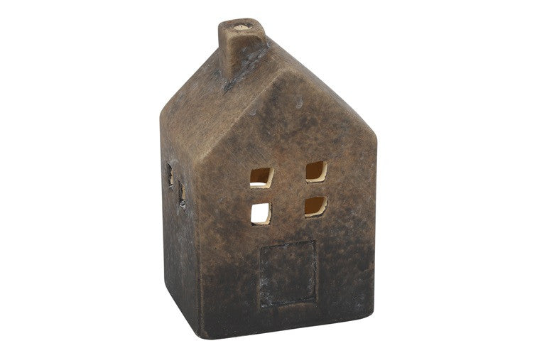 Countryfield Teelichthalter Haus Reuben Grau Braun 12,5 cm