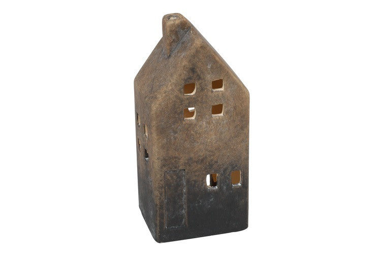 Countryfield Teelichthalter Haus Reuben Grau Braun 17 cm