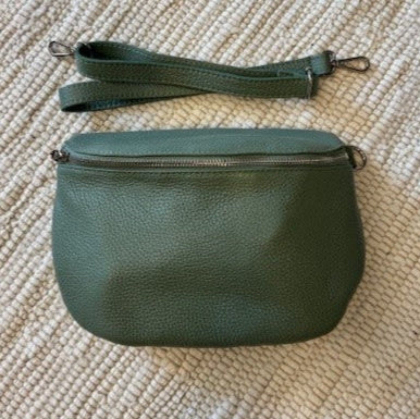 Leder Handtasche Crossbag grün