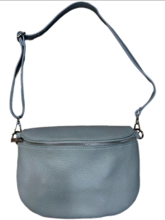 Leder Crossbag Handtasche hellblau