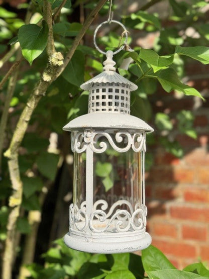 Exner Laterne Shabby rund ClairBlanc weiß