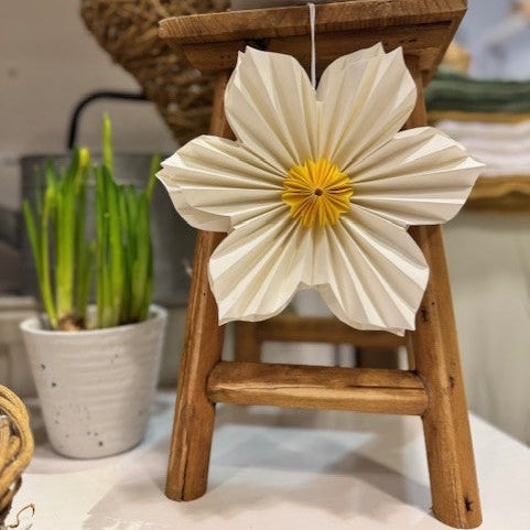 Exner Papierblume zum hängen weiß gelb 20 cm Ø