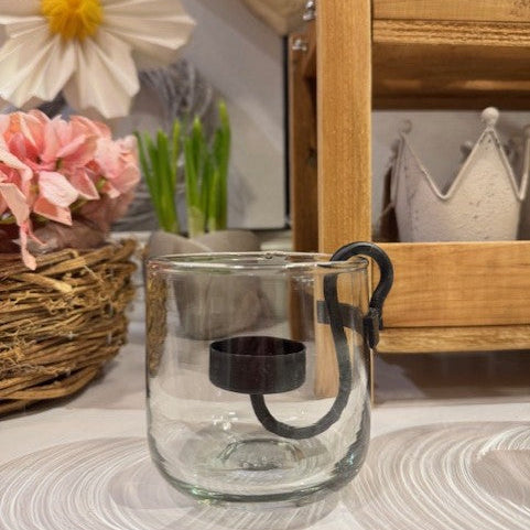 Exner Glas Windlicht Verre 10 cm H mit Kerzenhalter