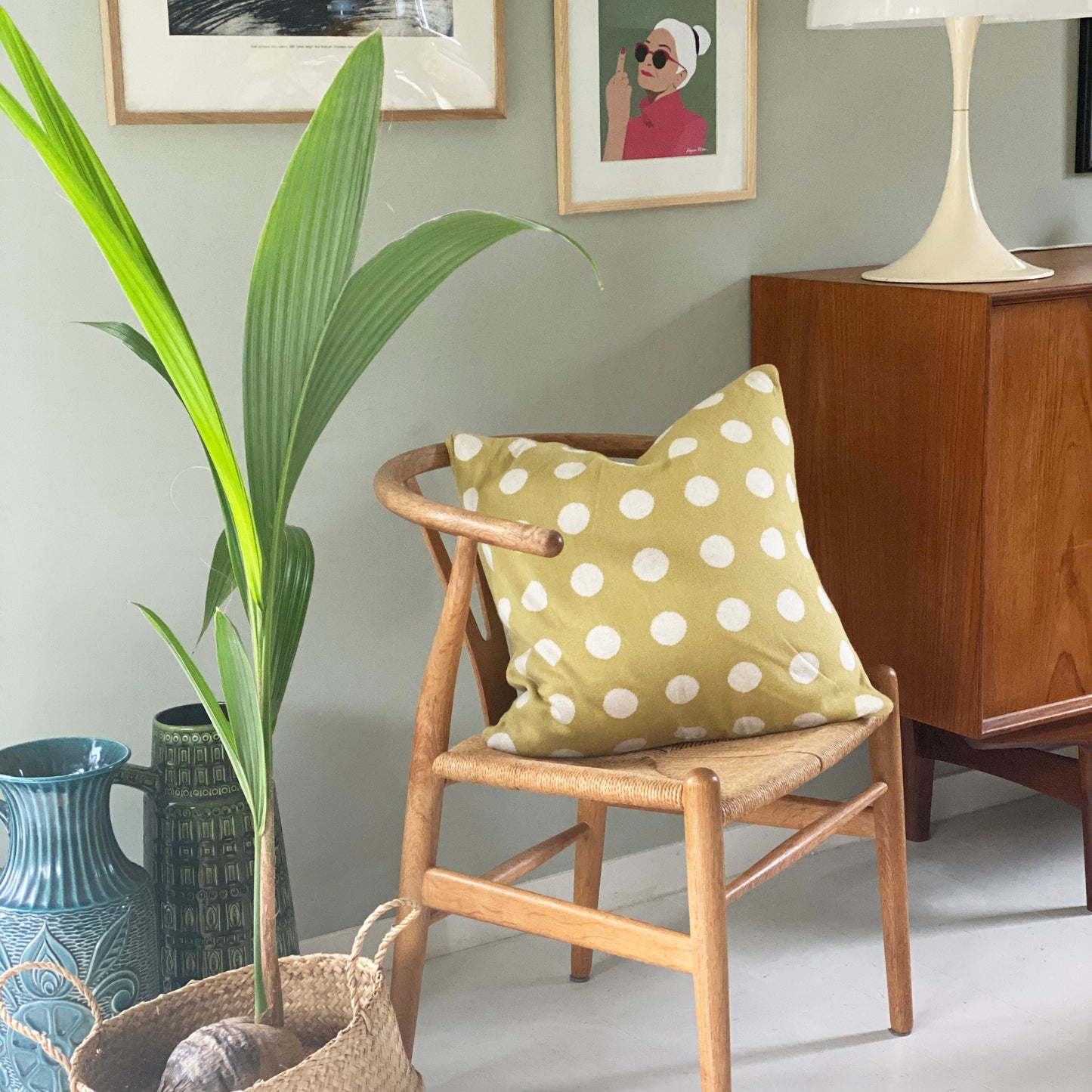 Funky Doris Kissenbezug Astrid Olive gepunktet