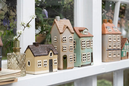 Det Gamle Apotek Keramikhaus Teelichthalter hellgrau