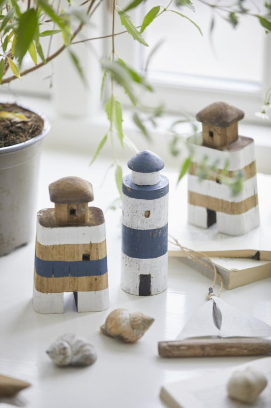 IB Laursen Holz Leuchtturm Nautico gestreift