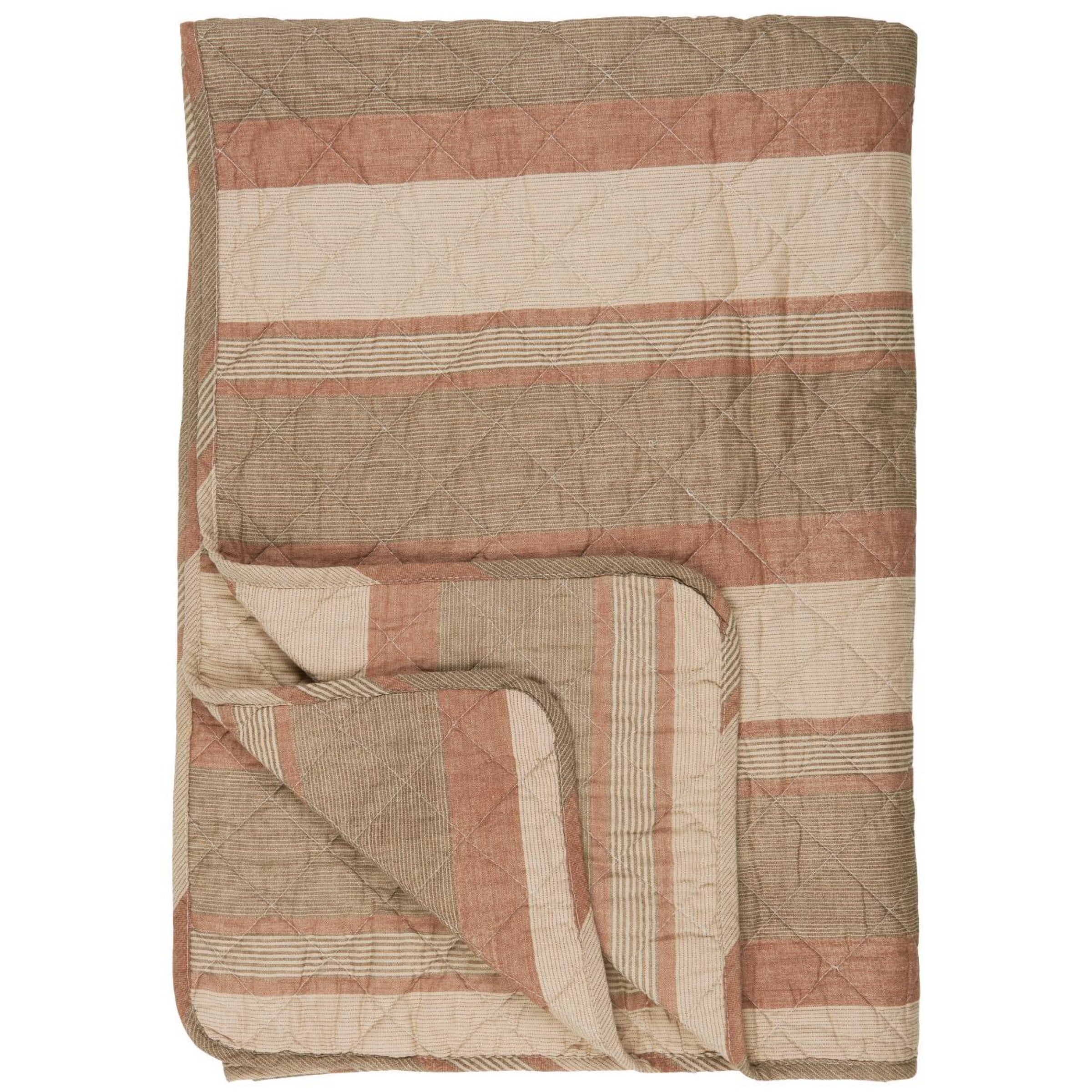 IB Laursen Quilt braun beige rost gestreift