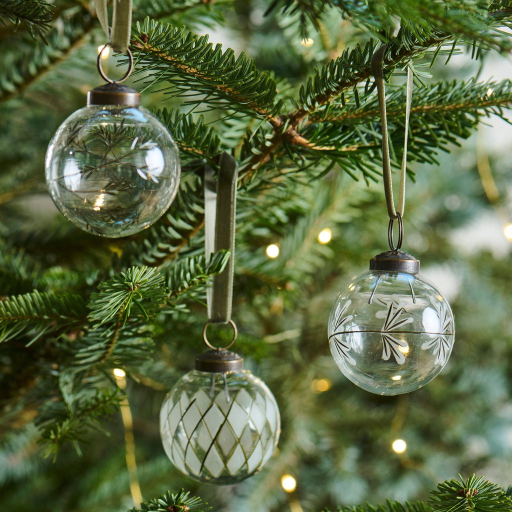 IB Laursen 3 Stück antike Weihnachtskugeln Glas grün