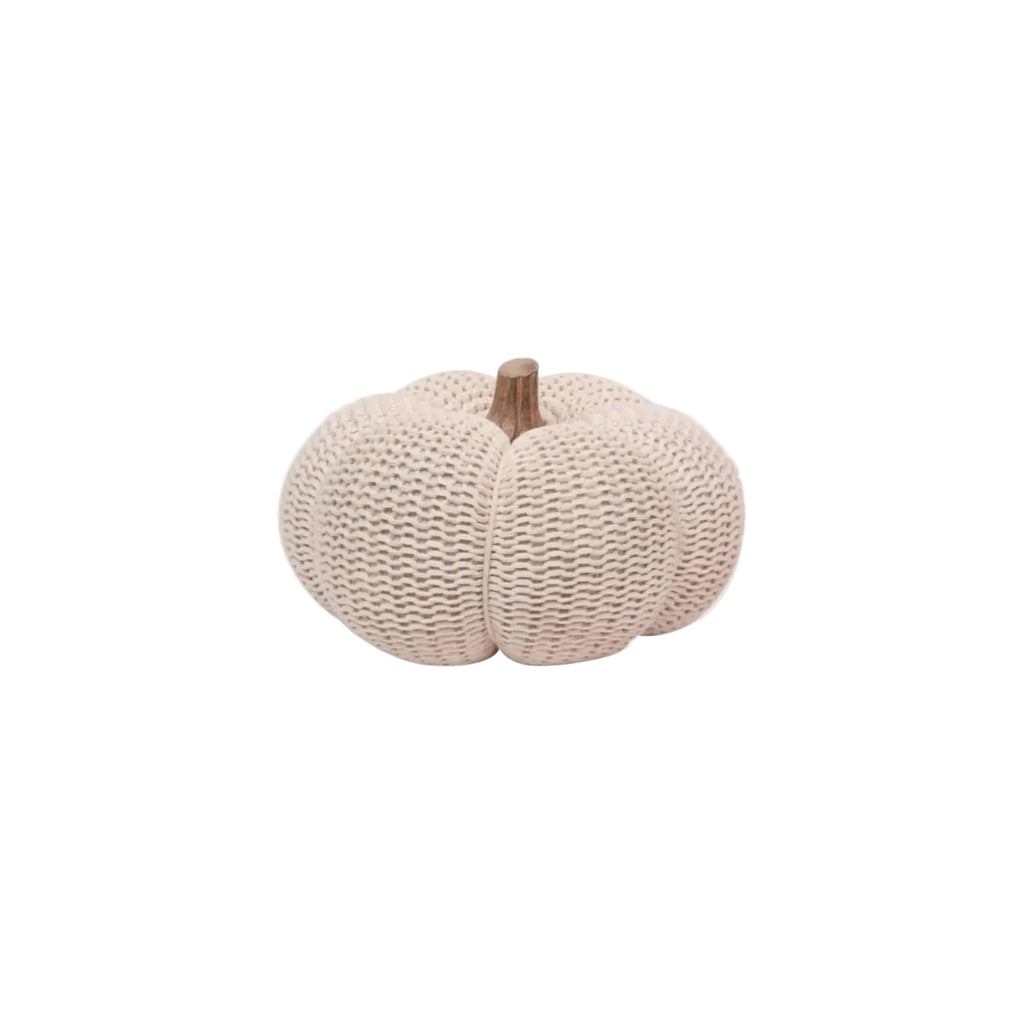 Exner Kürbis Dans Beige Wolle & Holz 20 cm Ø