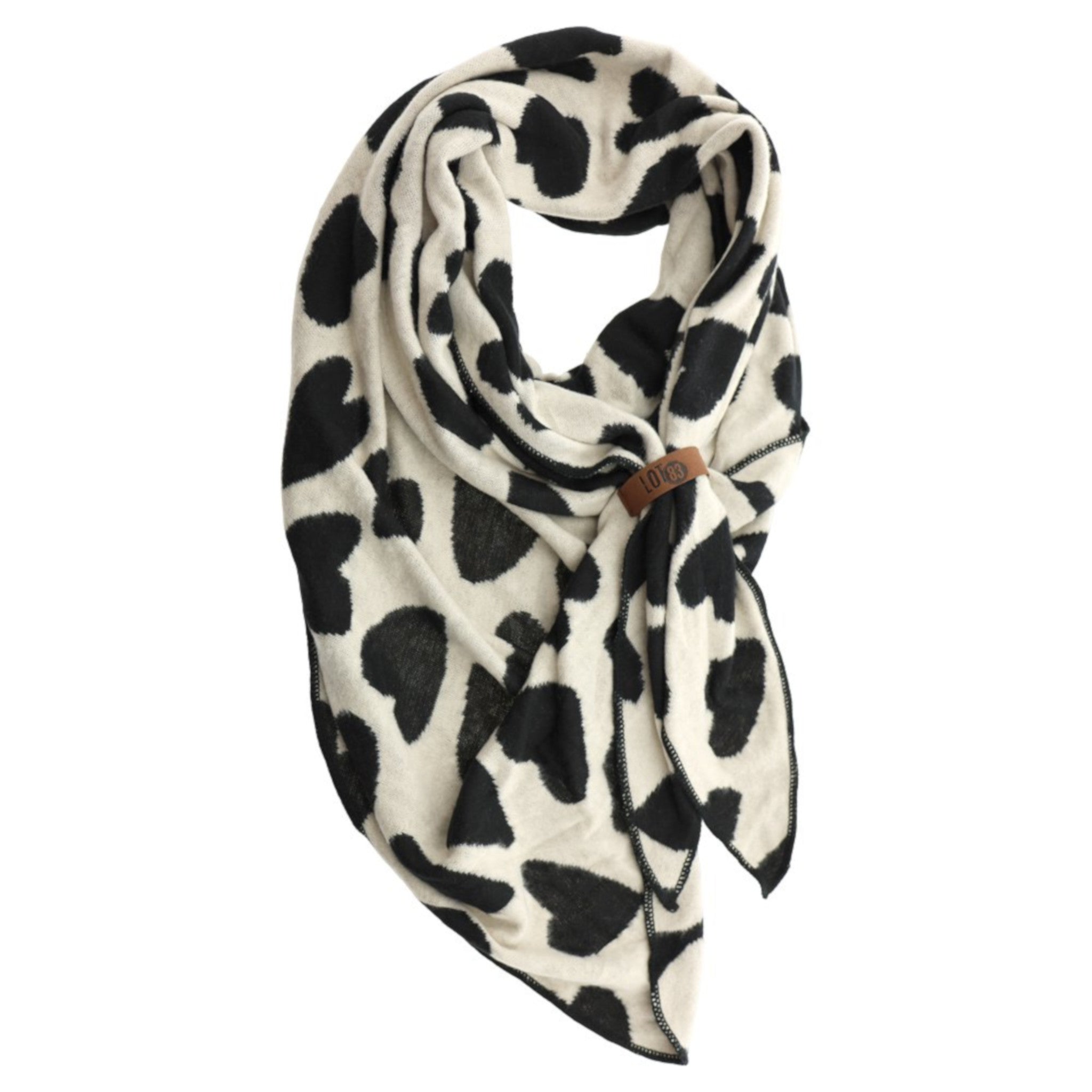 Lot83 Schal Luna Schwarz mit Herzprint