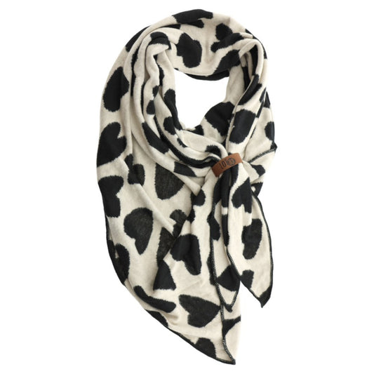 Lot83 Schal Luna Schwarz mit Herzprint
