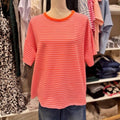Amari T-Shirt kurzarm Neon Orange rosa gestreift
